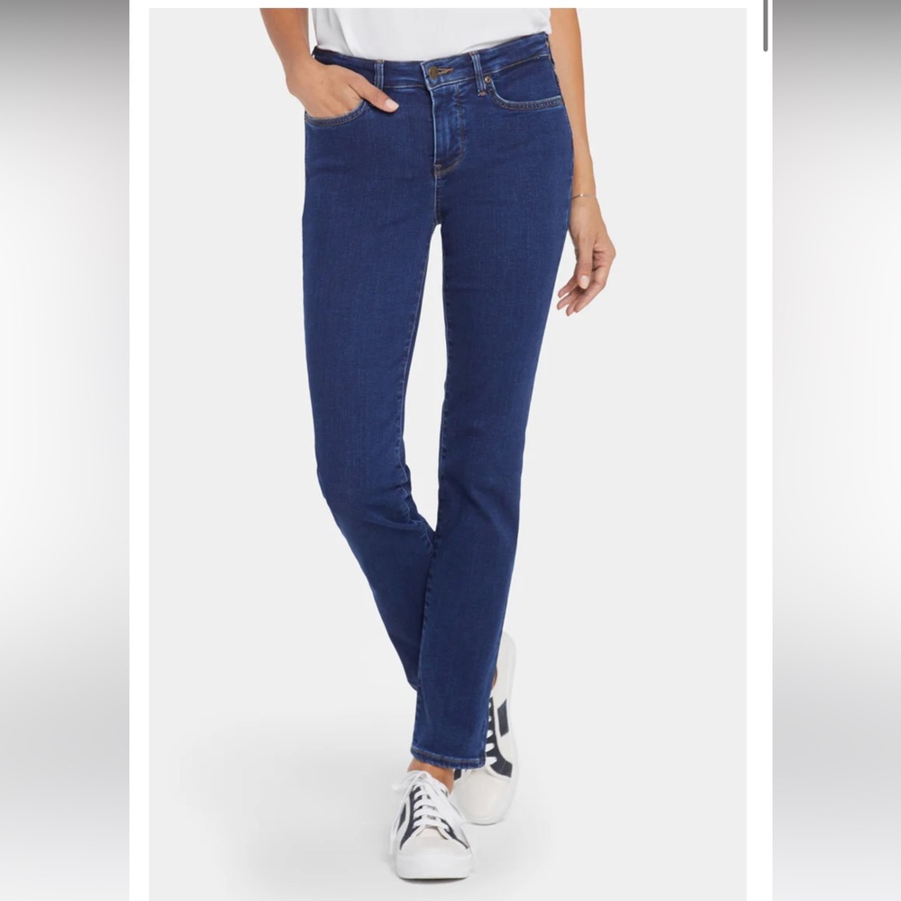 NYDJ Women's Mid Rise Sheri Slim Fit Skinny Jeans Dark Wash Blue Size 14W - Picture 3 of 12
